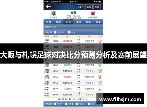 大阪与札幌足球对决比分预测分析及赛前展望